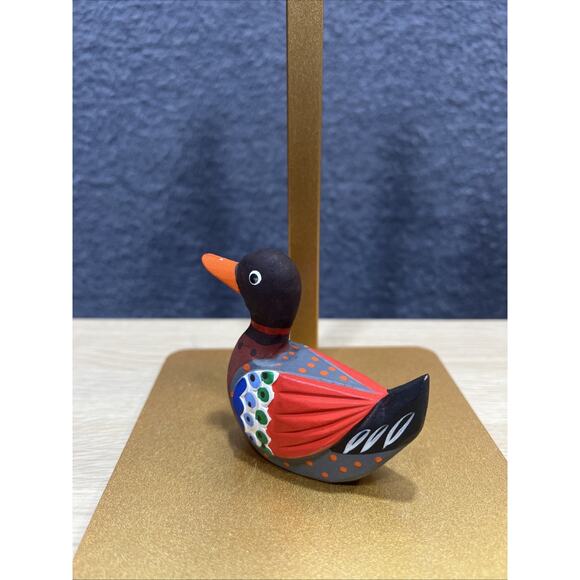 Korean Folk Art Hand Carved & Painted Wooden Wedding Duck - Picture 2 of 8